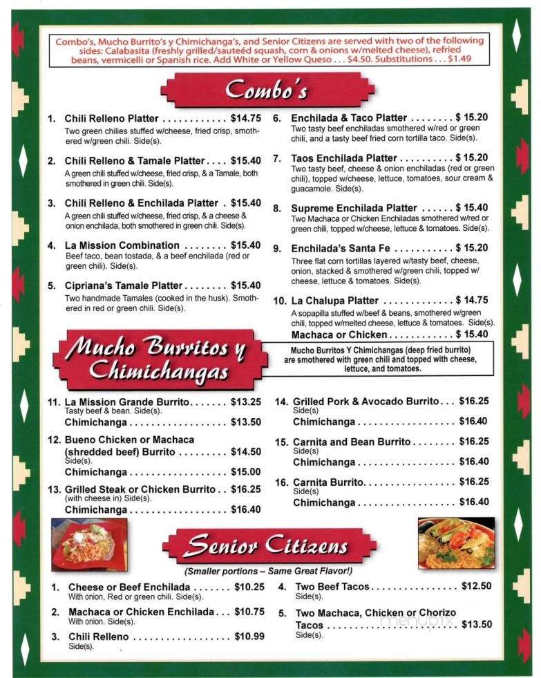 Mission Villanueva - Lamar, CO menu_pic