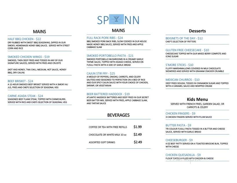 Spynn - Barrie, ON menu_pic