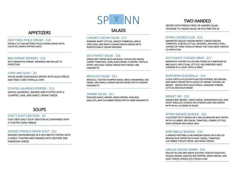 Spynn - Barrie, ON menu_pic