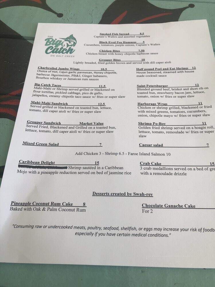 The Big Catch at Salt Creek - Saint Petersburg, FL menu_pic