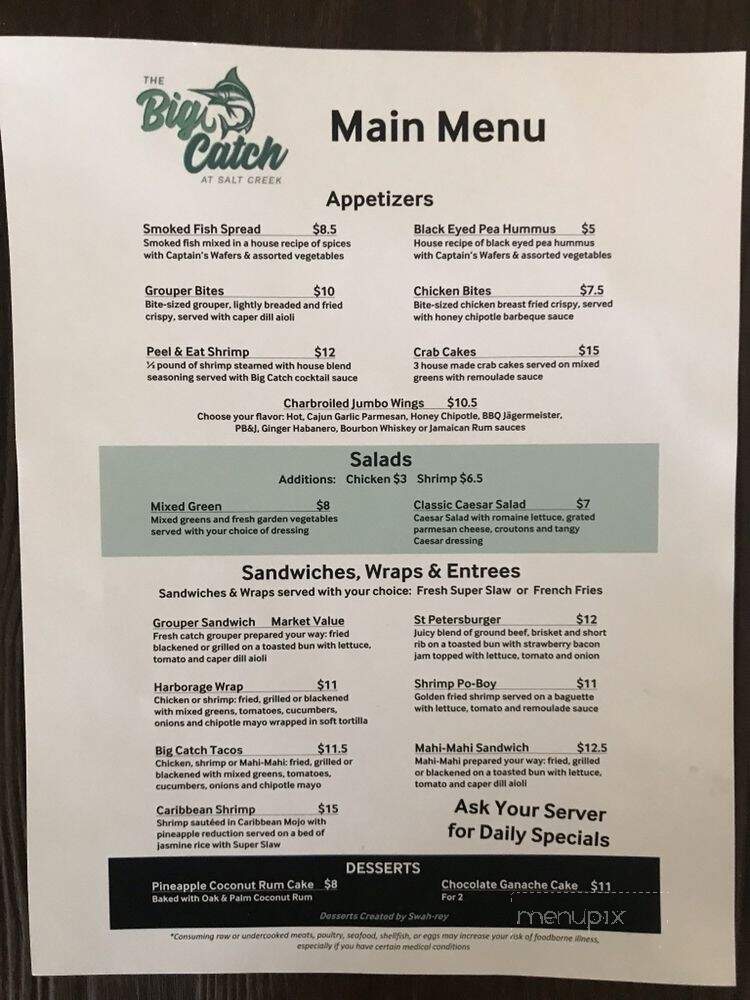 The Big Catch at Salt Creek - Saint Petersburg, FL menu_pic