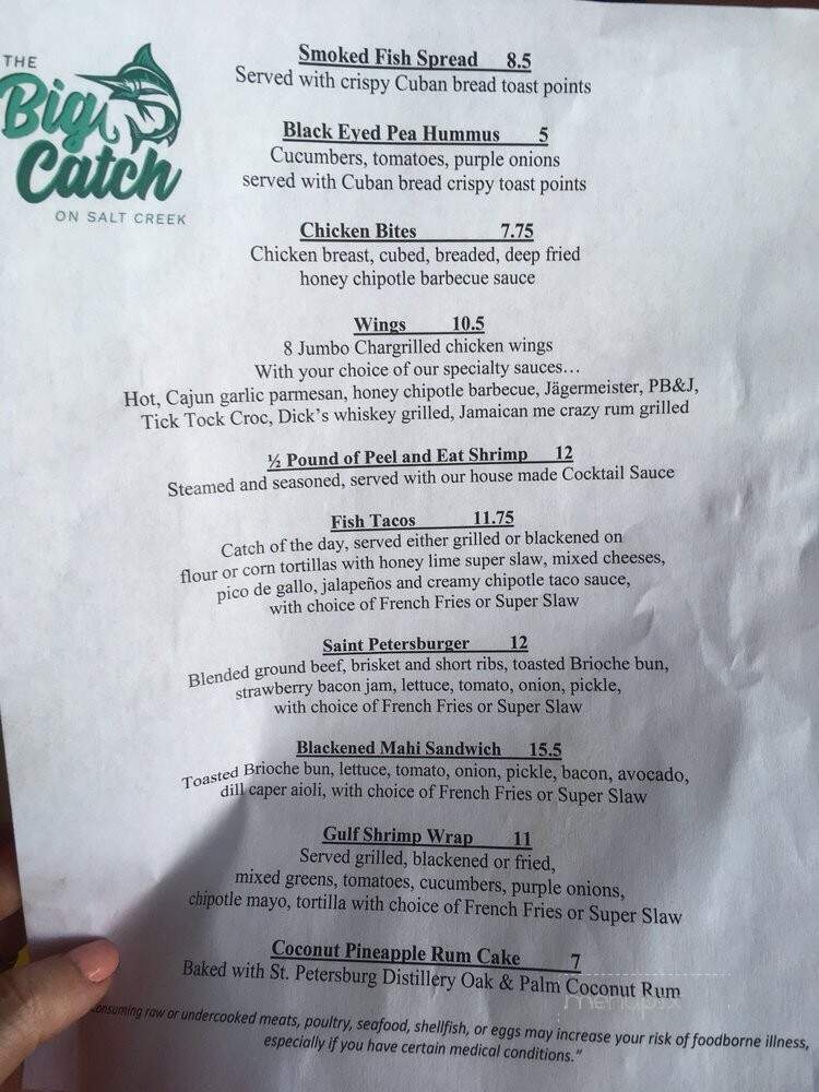 The Big Catch at Salt Creek - Saint Petersburg, FL menu_pic