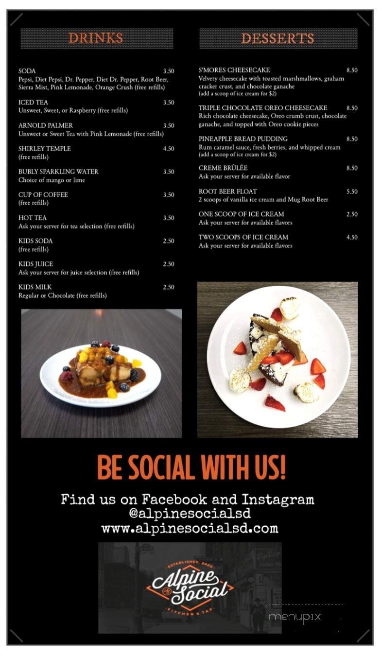 Alpine Social - Alpine, CA menu_pic