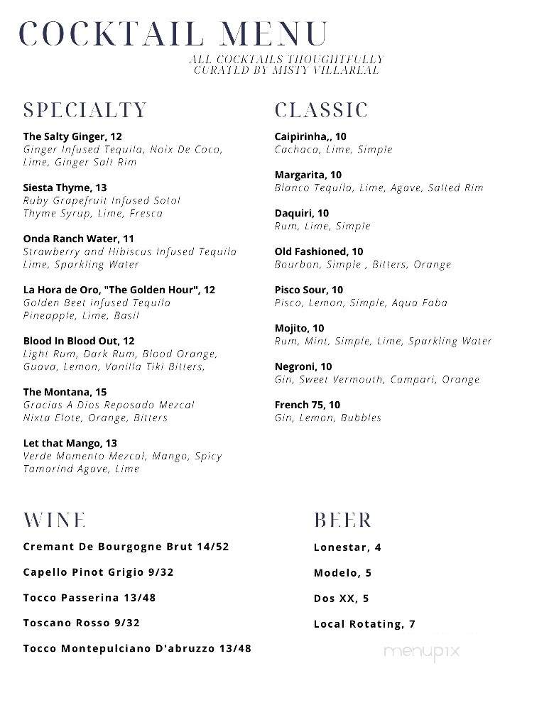 La Onda - Fort Worth, TX menu_pic