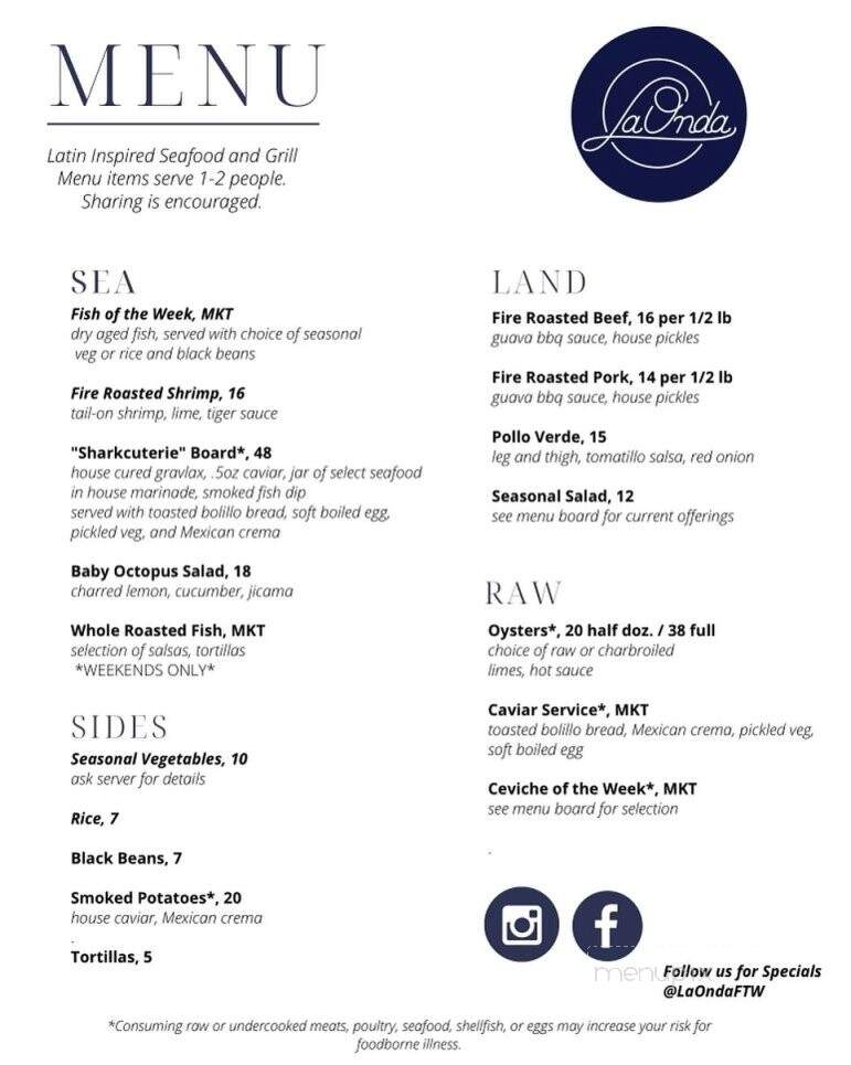 La Onda - Fort Worth, TX menu_pic