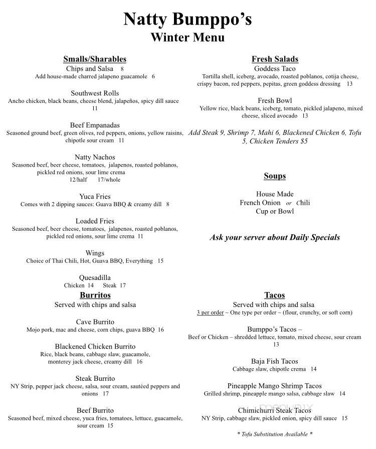 Natty Bumppo's - Cooperstown, NY menu_pic