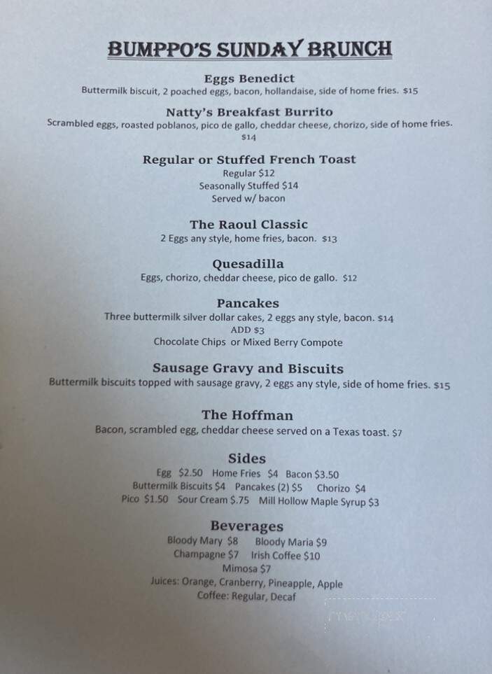 Natty Bumppo's - Cooperstown, NY menu_pic