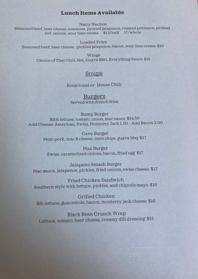 Natty Bumppo's - Cooperstown, NY menu_pic