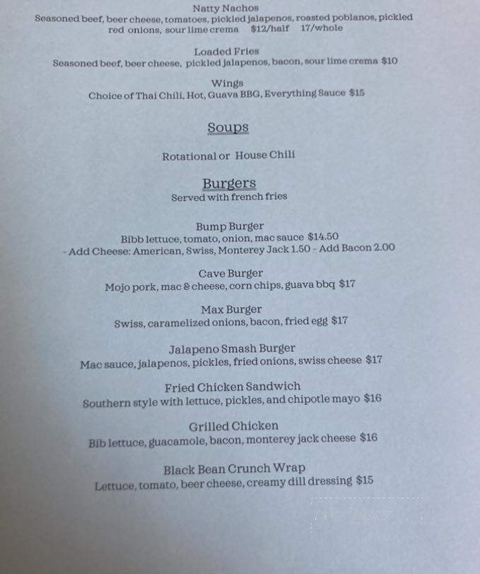 Natty Bumppo's - Cooperstown, NY menu_pic