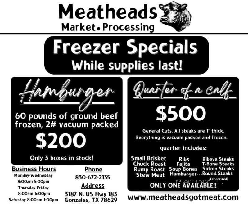 Meatheads - Gonzales, TX menu_pic