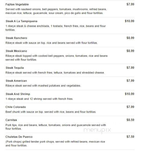 Tequilas Mexican Restaurant - Mount Vernon, IN menu_pic