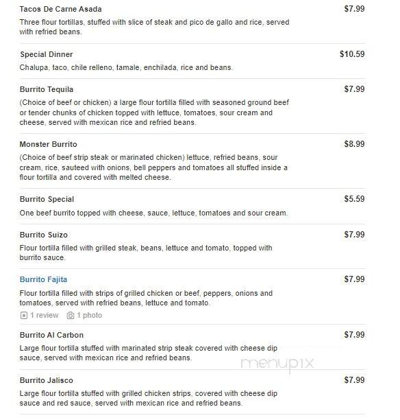 Tequilas Mexican Restaurant - Mount Vernon, IN menu_pic