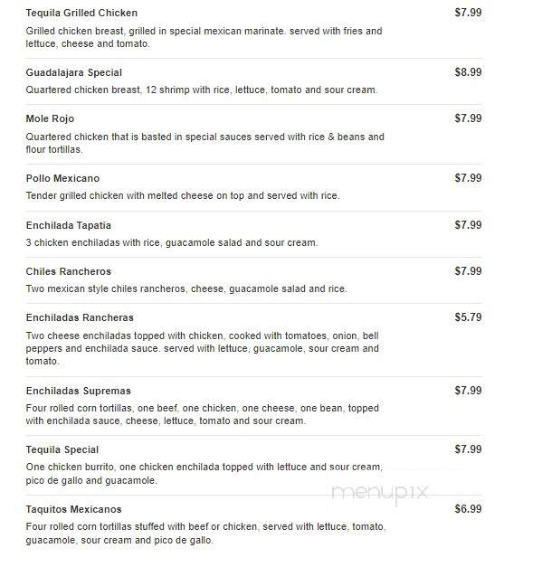 Tequilas Mexican Restaurant - Mount Vernon, IN menu_pic