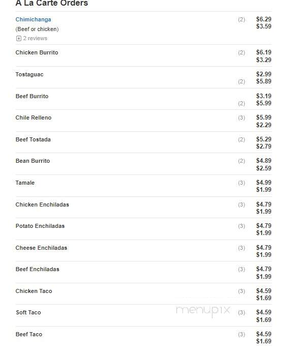 Tequilas Mexican Restaurant - Mount Vernon, IN menu_pic