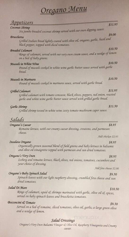 Oregano Pizza & Pasta - Richmond Hill, ON menu_pic