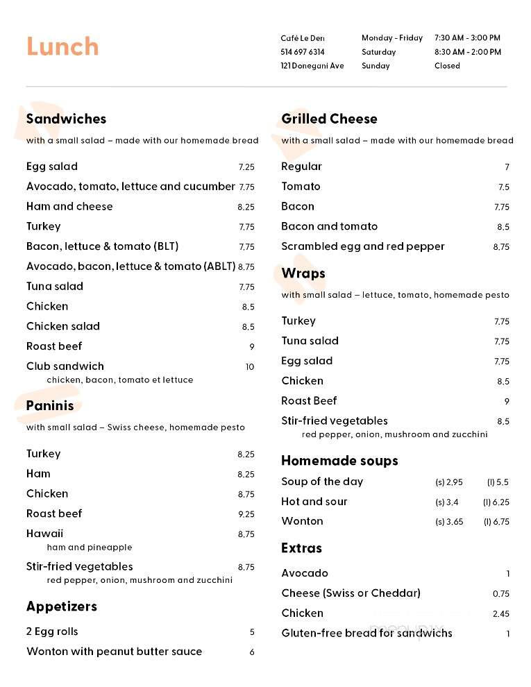Le Den - Pointe-Claire, QC menu_pic