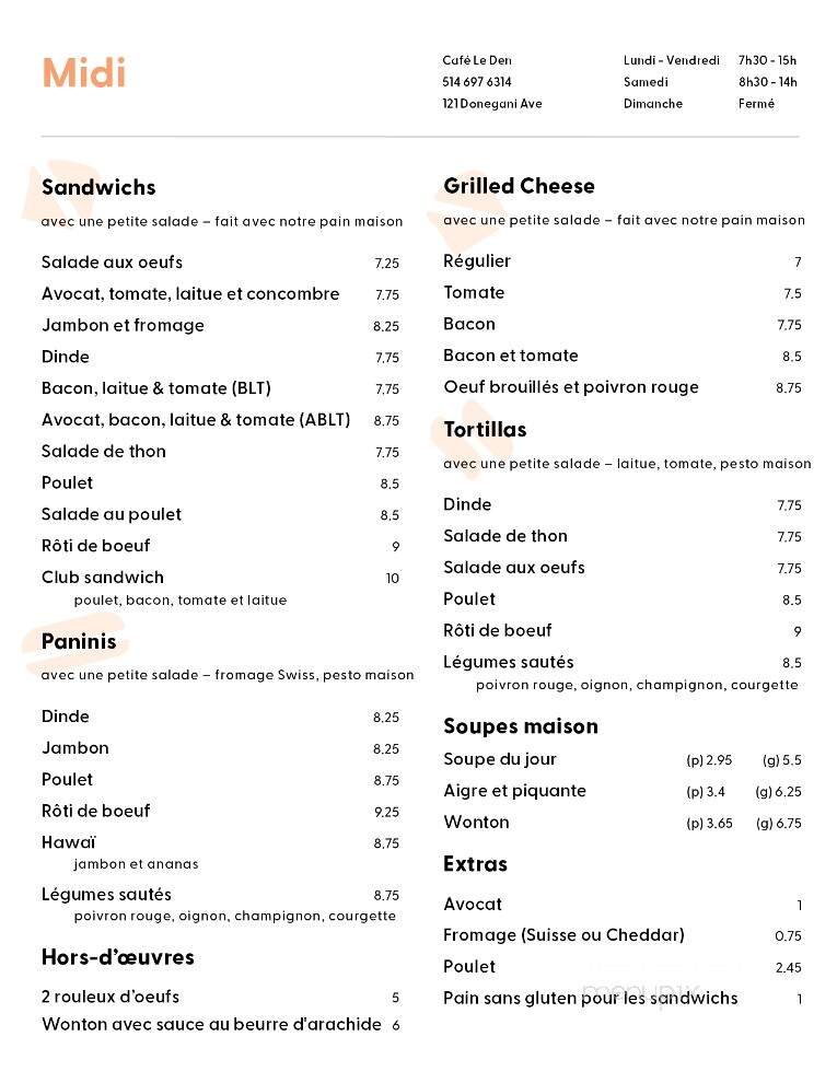 Le Den - Pointe-Claire, QC menu_pic