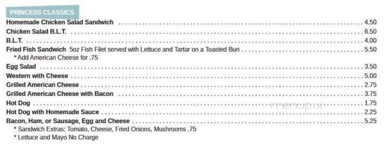Princess Restaurant - Frostburg, MD menu_pic