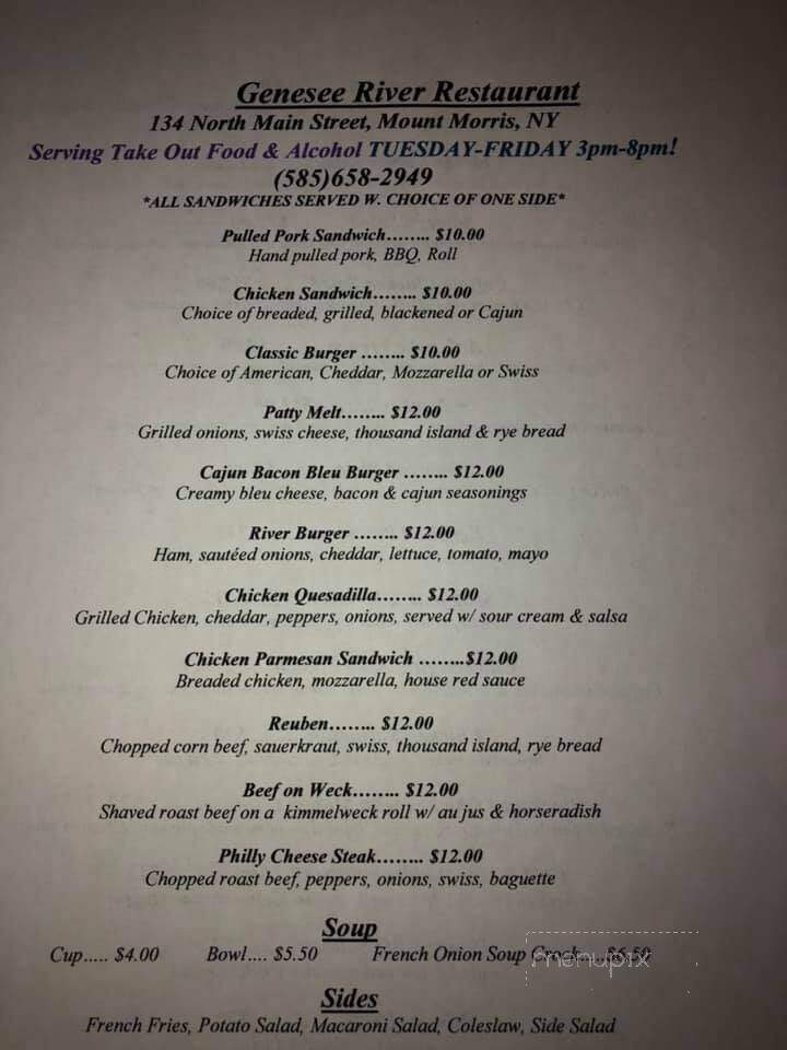 Genesee River Restaurant - Mount Morris, NY menu_pic