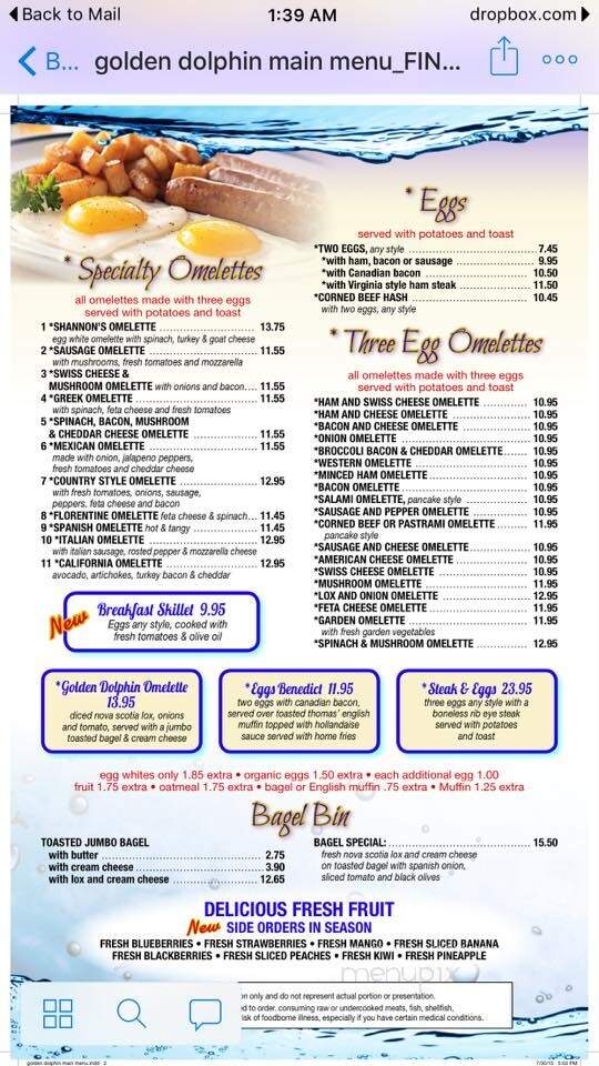 Golden Dolphin Restaurant - Huntington, NY menu_pic