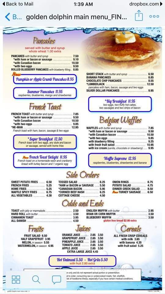 Golden Dolphin Restaurant - Huntington, NY menu_pic