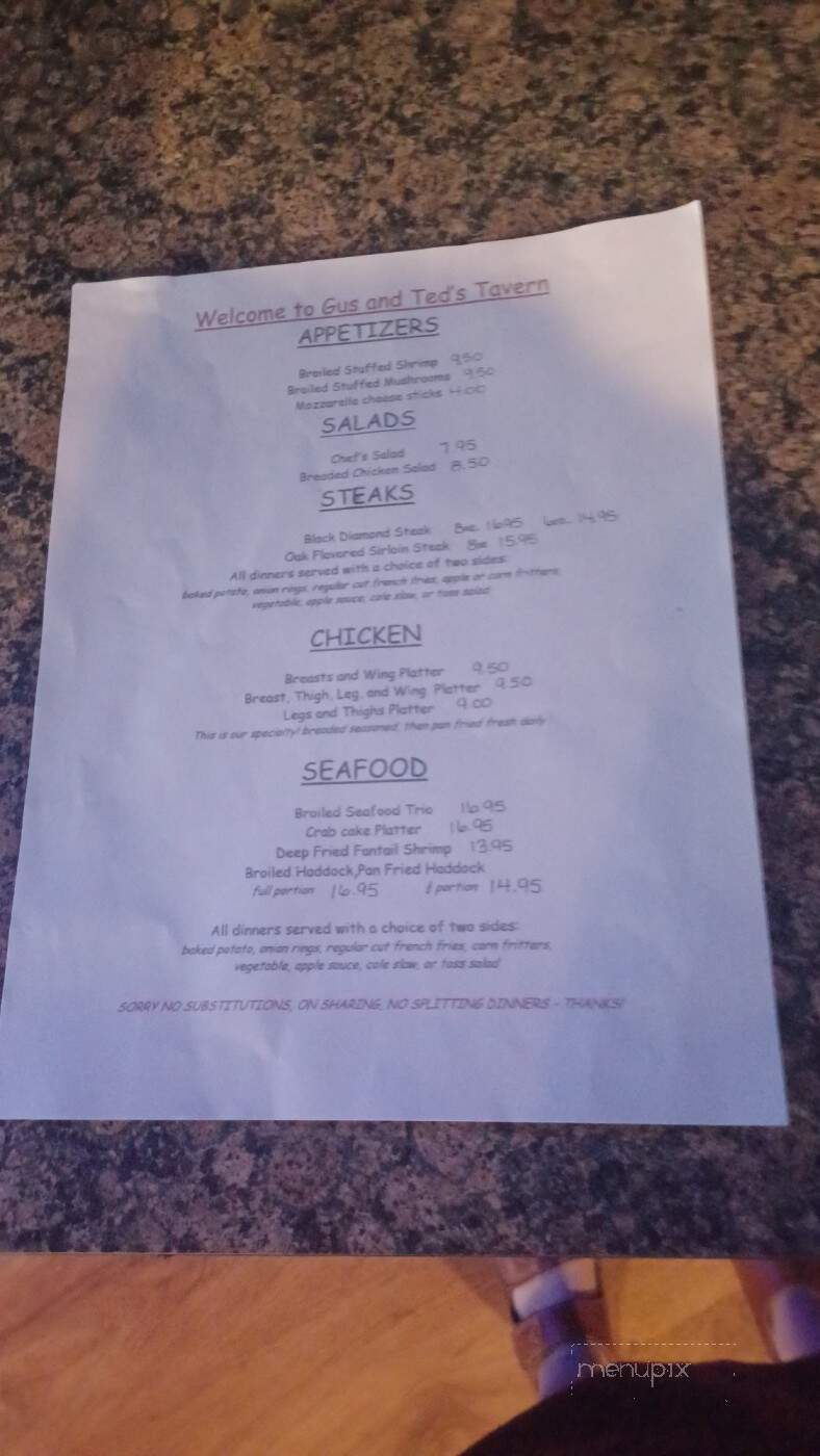 Gus & Ted's Tavern - Waynesboro, PA menu_pic