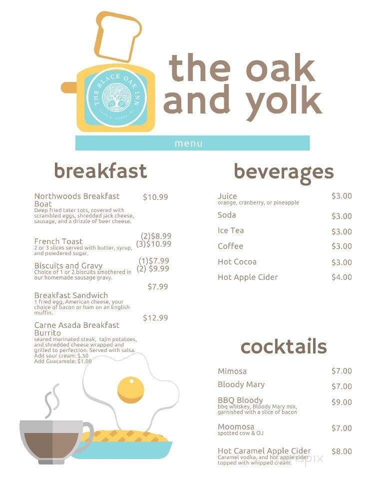 Black Oak Inn - Land O' Lakes, WI menu_pic