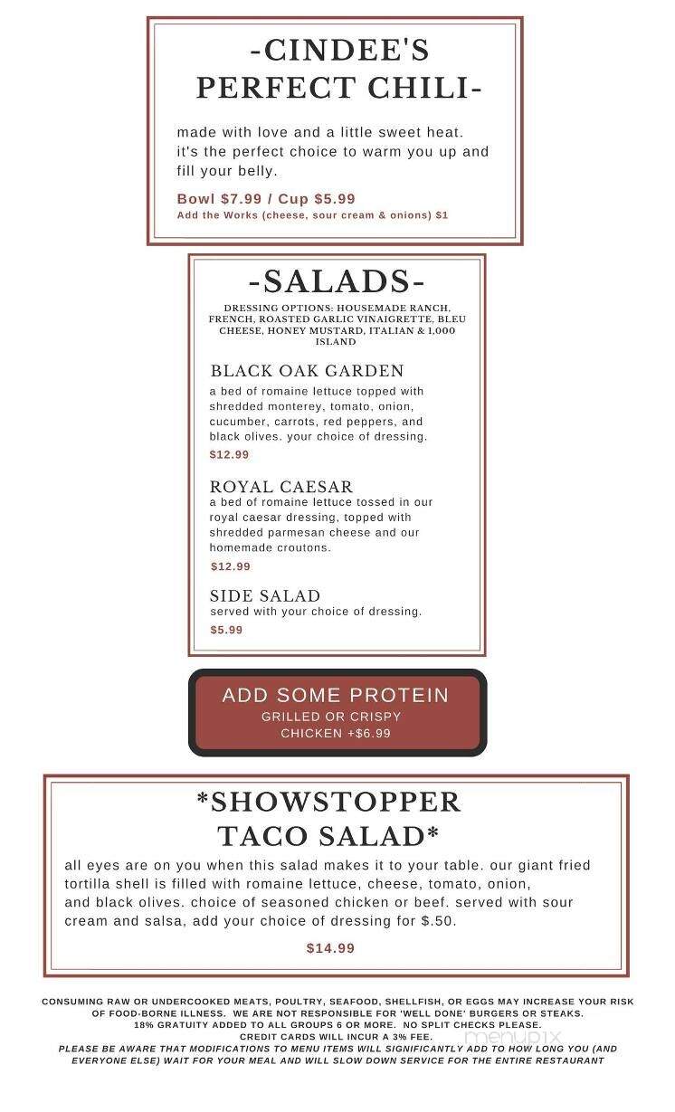 Black Oak Inn - Land O' Lakes, WI menu_pic