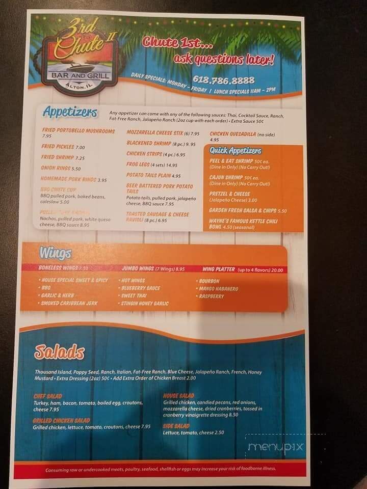 3rd Chute Bar & Grill - Grafton, IL menu_pic
