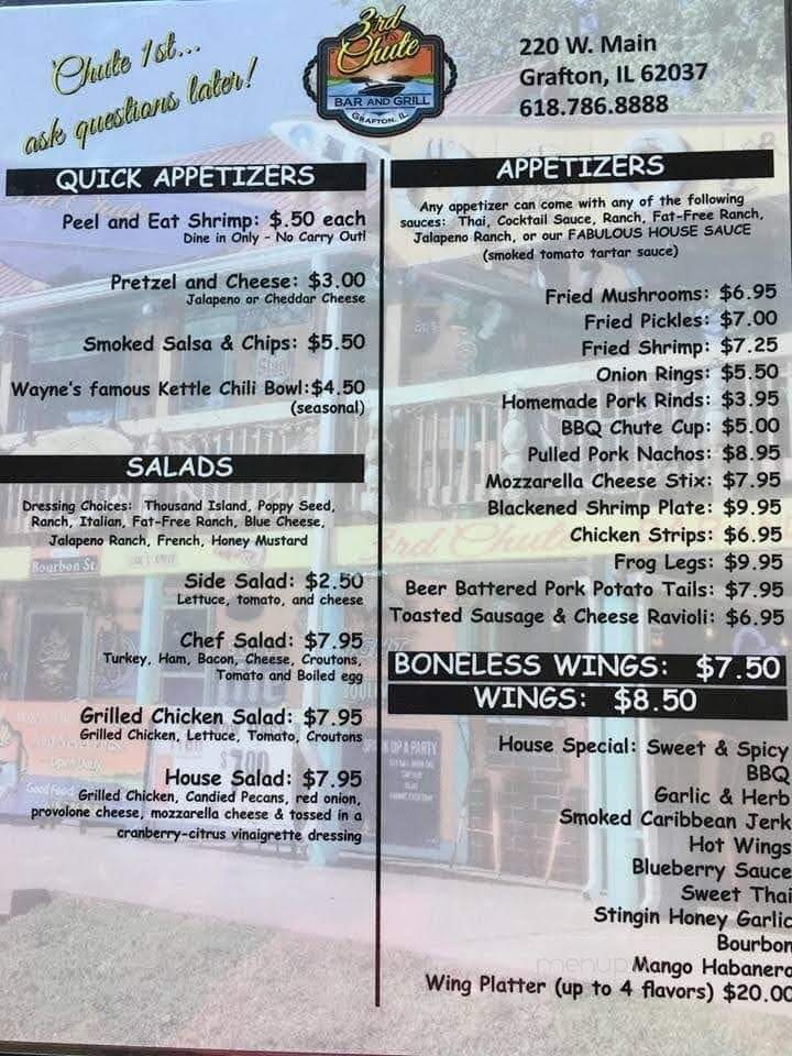 3rd Chute Bar & Grill - Grafton, IL menu_pic