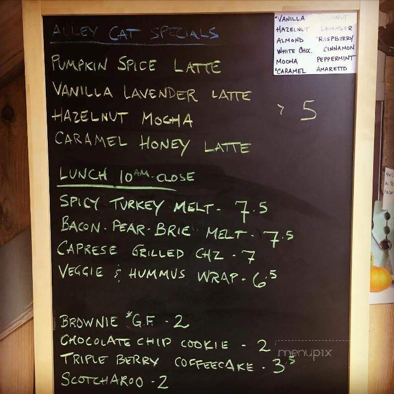 Alley Cat Coffeehouse - Hortonville, WI menu_pic