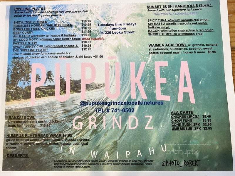 Pupukea Grindz - Waipahu, HI menu_pic