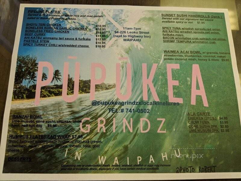 Pupukea Grindz - Waipahu, HI menu_pic