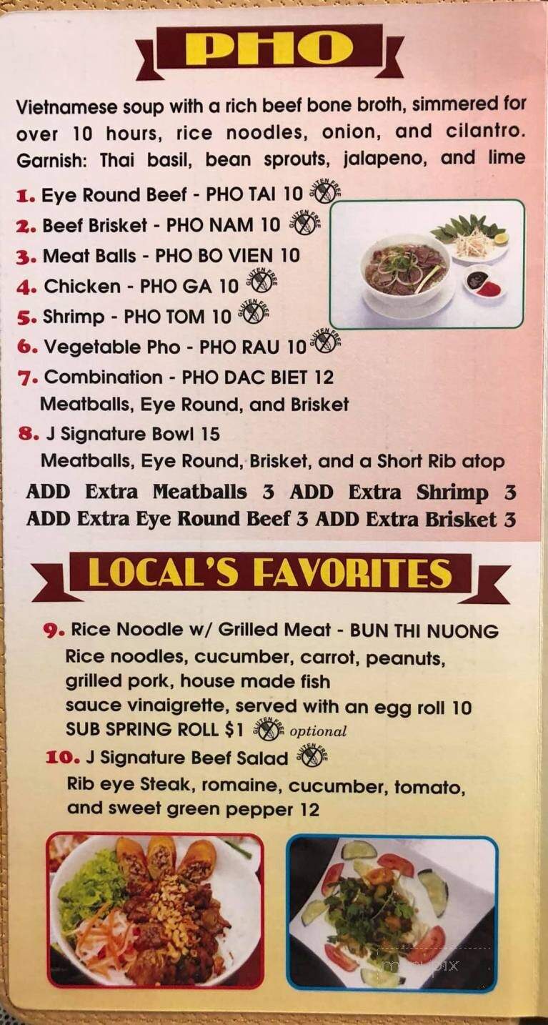 J Vietnamese Cafe - Jefferson City, MO menu_pic