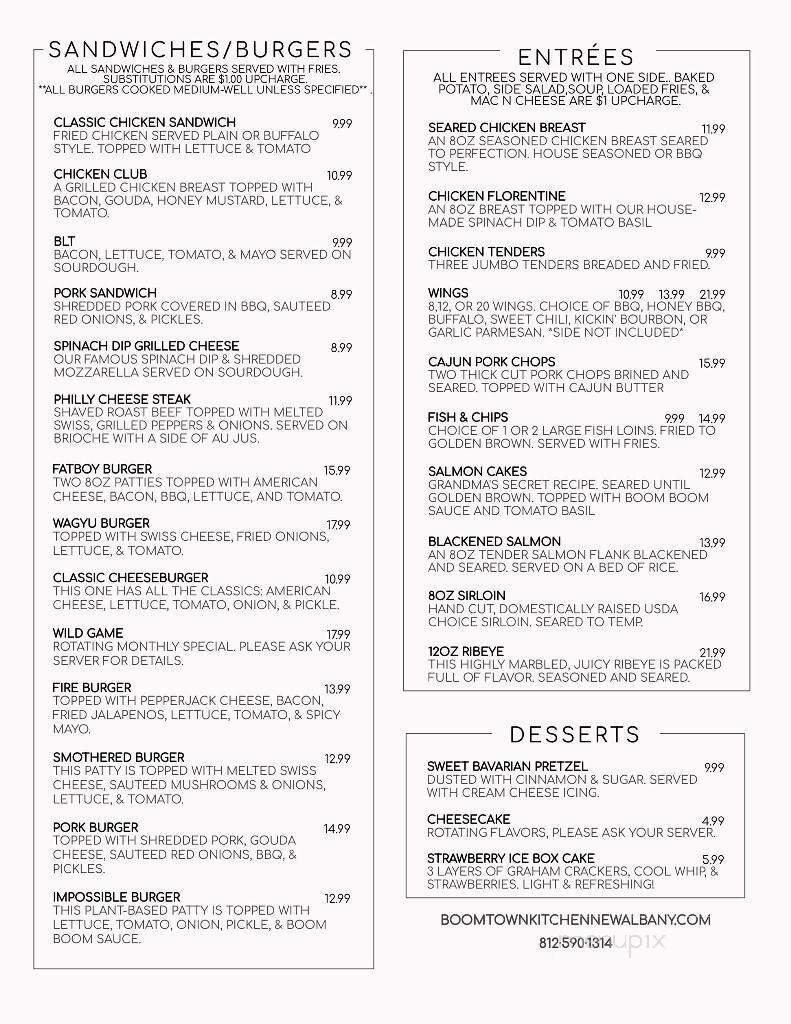 Boomtown Kitchen - New Albany, IN menu_pic