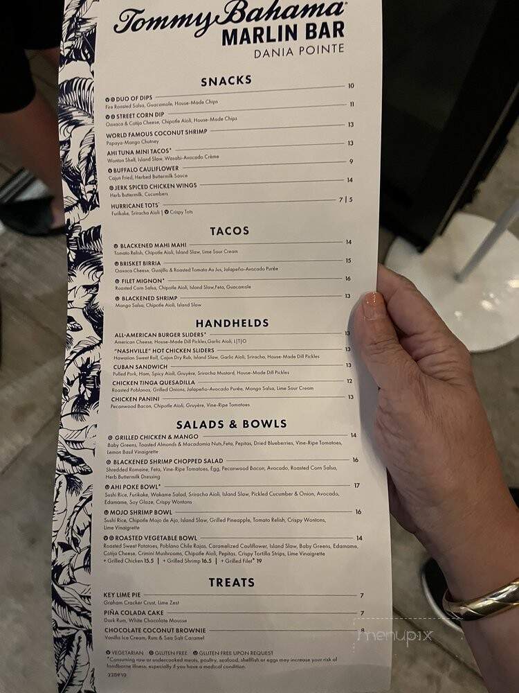 Tommy Bahama | Marlin Bar - Dania Beach, FL menu_pic