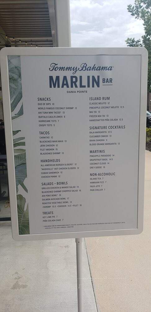 Tommy Bahama | Marlin Bar - Dania Beach, FL menu_pic
