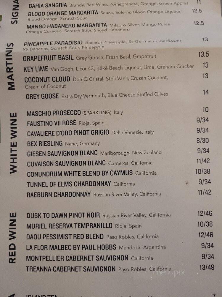 Tommy Bahama | Marlin Bar - Dania Beach, FL menu_pic