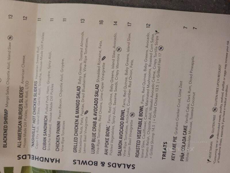 Tommy Bahama | Marlin Bar - Dania Beach, FL menu_pic