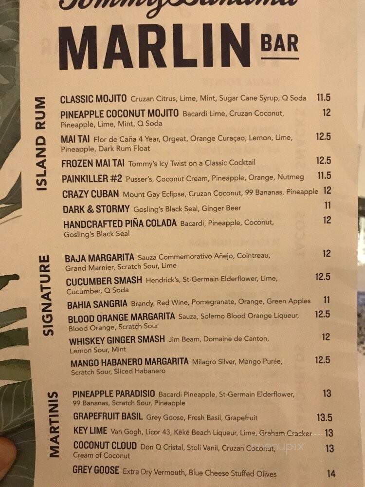 Tommy Bahama | Marlin Bar - Dania Beach, FL menu_pic