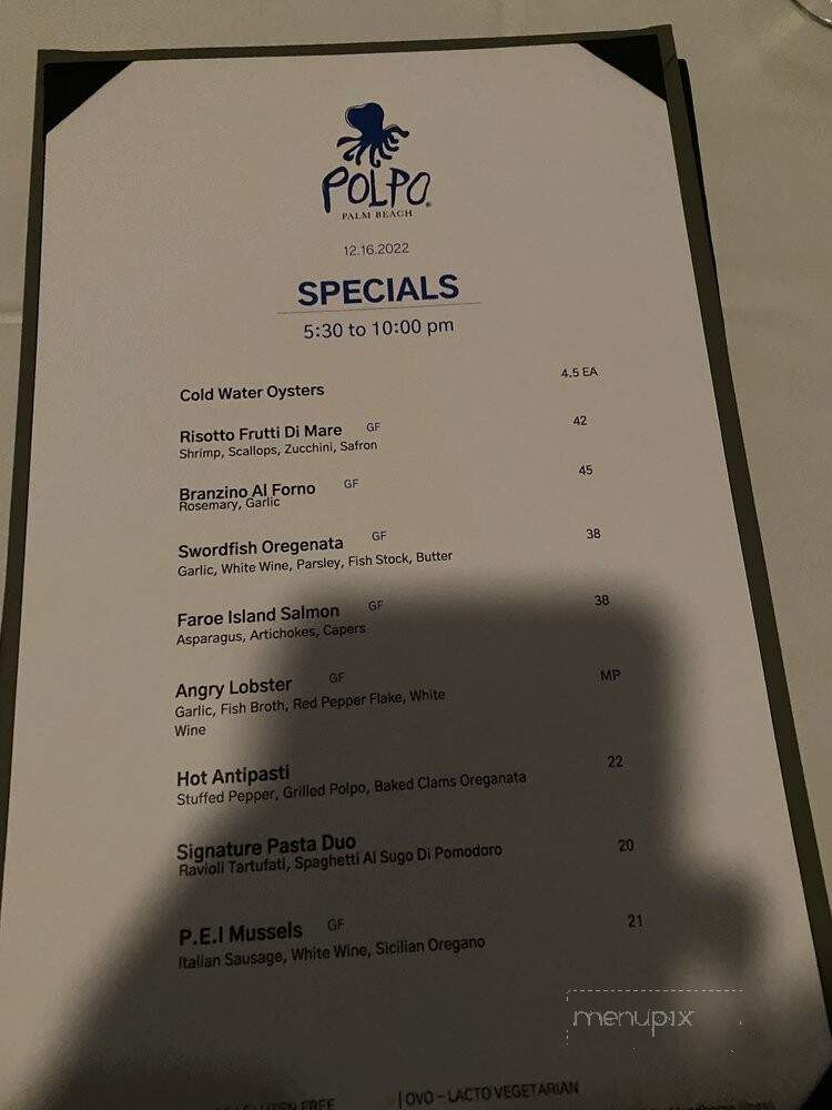 Polpo Palm Beach - Manalapan, FL menu_pic