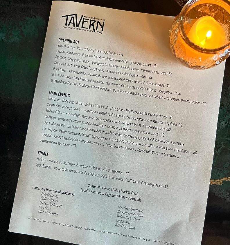 Tavern 1888 - Eureka, CA menu_pic