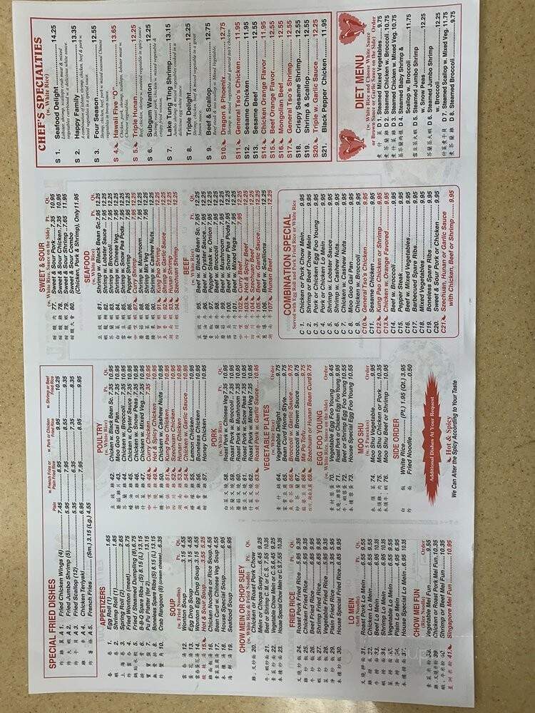 Number 1 China - Carthage, NC menu_pic