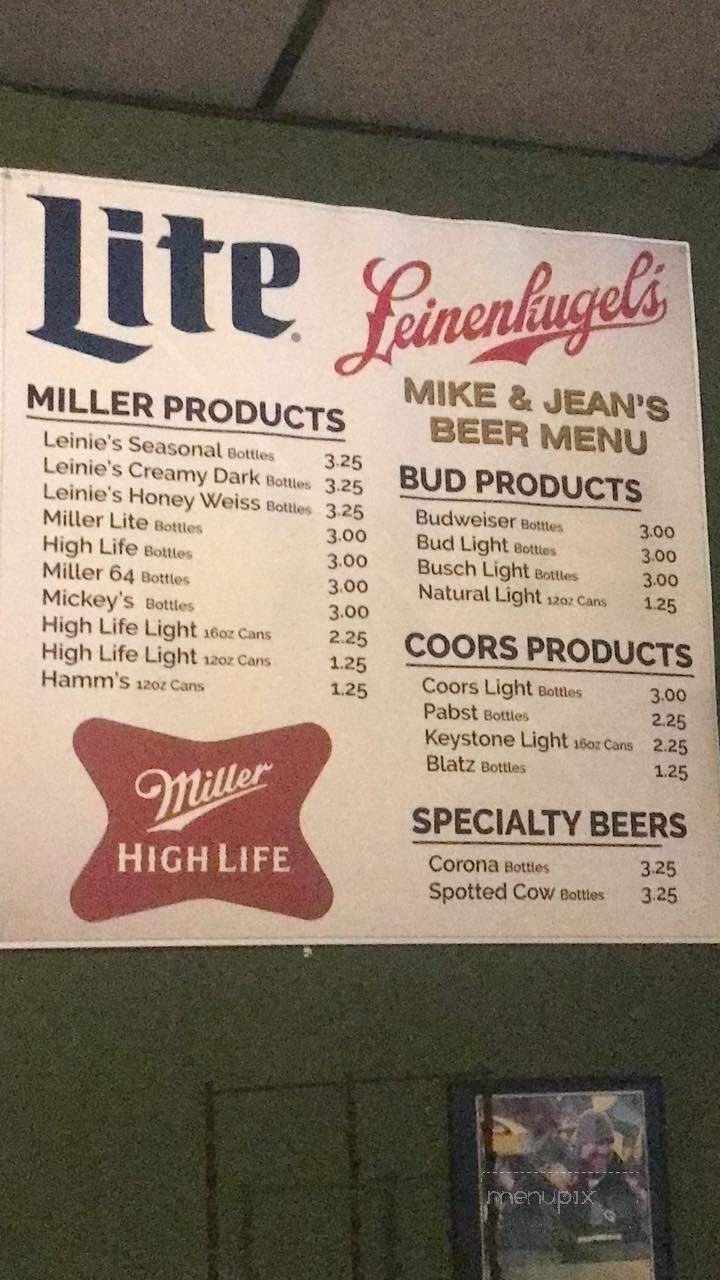 Mike & Jean's Bar & Grill - Marinette, WI menu_pic