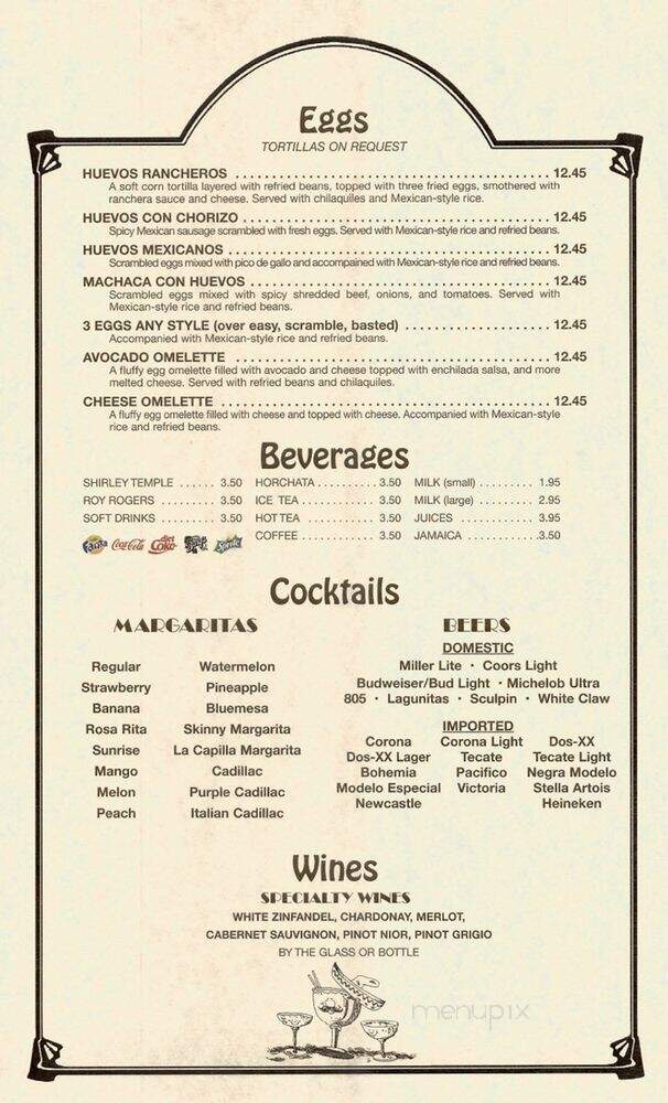 La Capilla Mexican Restaurant - Huntington Beach, CA menu_pic