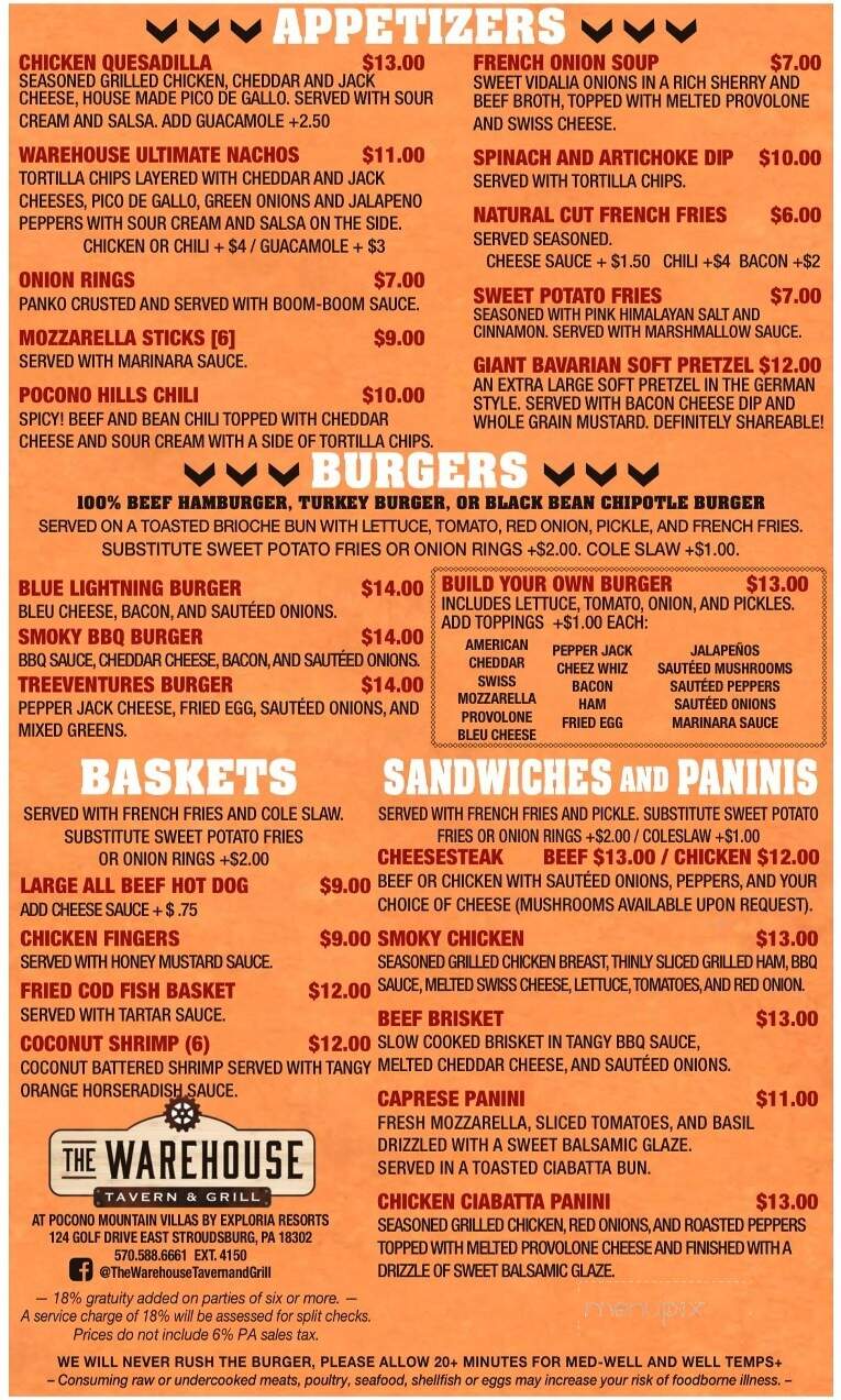 The Warehouse Tavern & Grill - East Stroudsburg, PA menu_pic