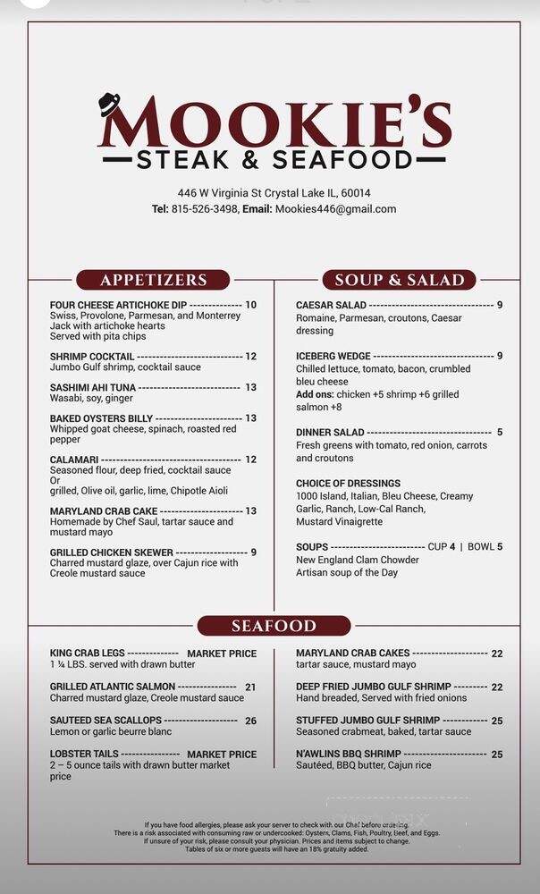 Mookie's Steak and Seafood - Crystal Lake, IL menu_pic