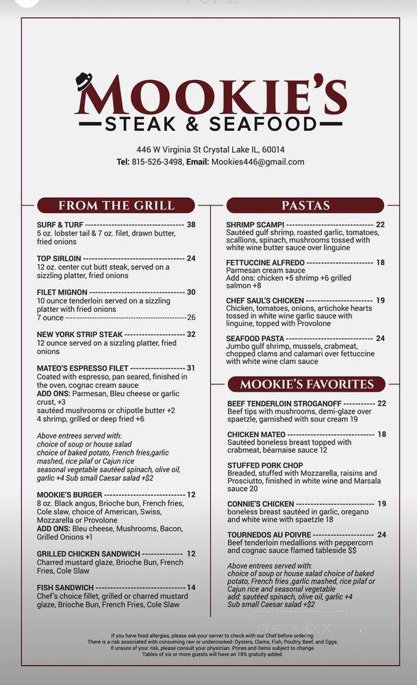 Mookie's Steak and Seafood - Crystal Lake, IL menu_pic