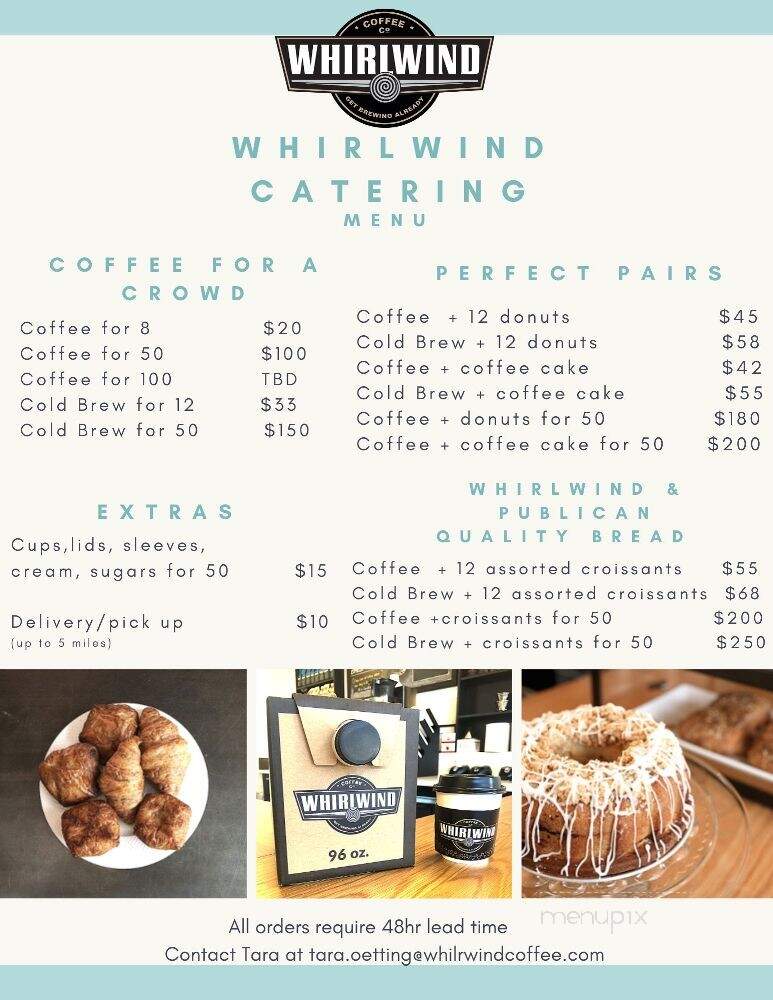 Whirlwind Coffee Company - Oak Park, IL menu_pic