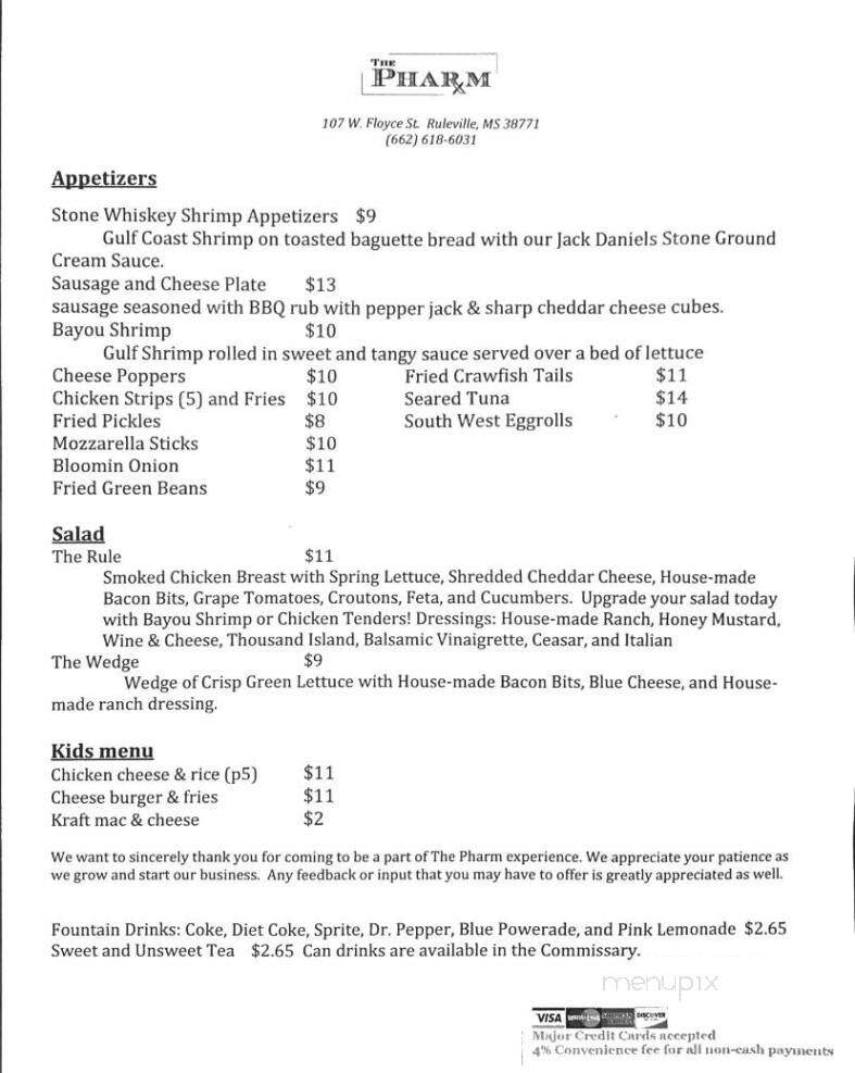 The Pharm - Ruleville, MS menu_pic